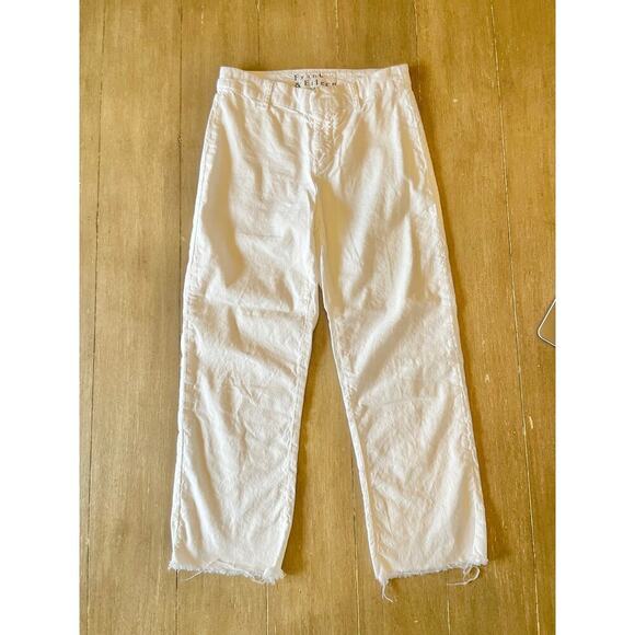 Frank & Eileen White Kinsale Cropped Linen Trouser Pant Size 0 0602S - Picture 6 of 14